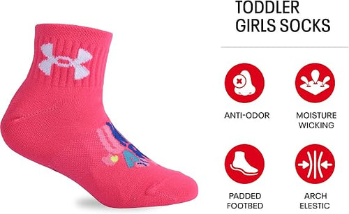🎀 Neon Pink Multi  girls Multi Pack Quarter Sock