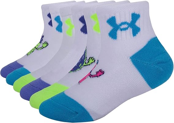 🎀 Blue/Gray Multi  girls Multi Pack Quarter Sock