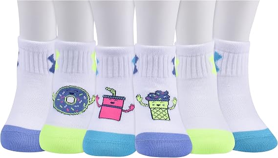 🎀 Blue/Gray Multi  girls Multi Pack Quarter Sock