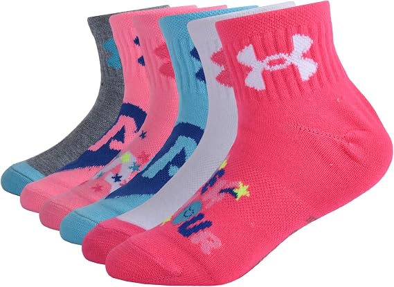 🎀 Neon Pink Multi  girls Multi Pack Quarter Sock
