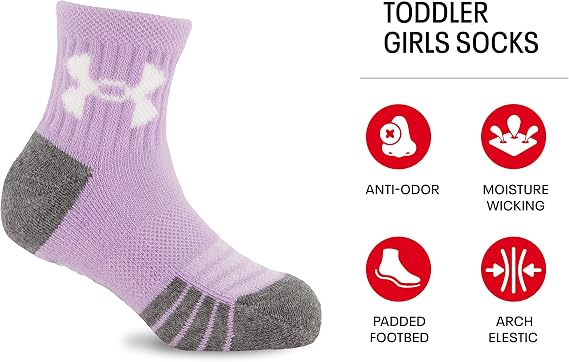 🎀 White/Multi Hearts girls Multi Pack Quarter Sock