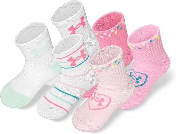 🎀 Pink Hearts girls Multi Pack Quarter Sock