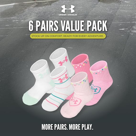 🎀 Pink Hearts girls Multi Pack Quarter Sock